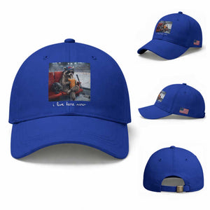 Hockey Mom Raccoon Iced Coffee Baseball Cap I Live Here Now TS14 Baseball Cap Universal Fit Royal Blue Print Your Wear