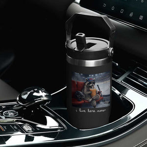 Hockey Mom Raccoon Iced Coffee Flip Straw Tumbler I Live Here Now TS14 Print Your Wear