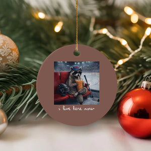 Hockey Mom Raccoon Iced Coffee Ceramic Ornament I Live Here Now TS14 1pc Mocha Print Your Wear