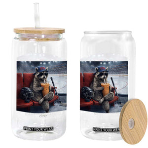 Hockey Mom Raccoon Iced Coffee Glass Can I Live Here Now TS14 Print Your Wear