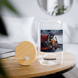 Hockey Mom Raccoon Iced Coffee Glass Can I Live Here Now TS14 Print Your Wear