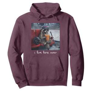 Hockey Mom Raccoon Iced Coffee Hoodie I Live Here Now TS14 Maroon Print Your Wear
