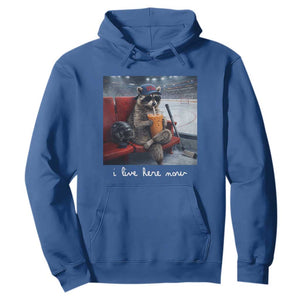 Hockey Mom Raccoon Iced Coffee Hoodie I Live Here Now TS14 Royal Blue Print Your Wear