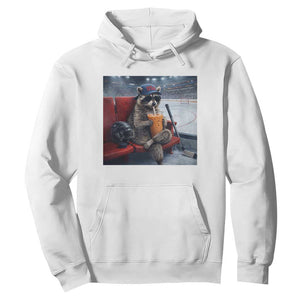 Hockey Mom Raccoon Iced Coffee Hoodie I Live Here Now TS14 White Print Your Wear