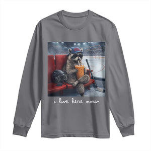 Hockey Mom Raccoon Iced Coffee Long Sleeve Shirt I Live Here Now TS14 Charcoal Print Your Wear