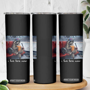 Hockey Mom Raccoon Iced Coffee Skinny Tumbler I Live Here Now TS14 Print Your Wear