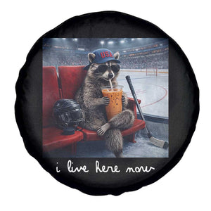 Hockey Mom Raccoon Iced Coffee Spare Tire Cover I Live Here Now TS14 Print Your Wear