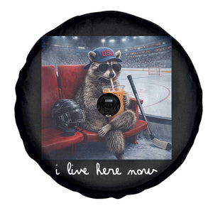 Hockey Mom Raccoon Iced Coffee Spare Tire Cover I Live Here Now TS14 Print Your Wear