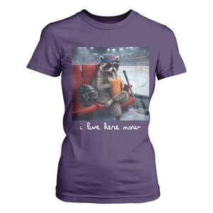 Hockey Mom Raccoon Iced Coffee T Shirt For Women I Live Here Now TS14 Purple Print Your Wear