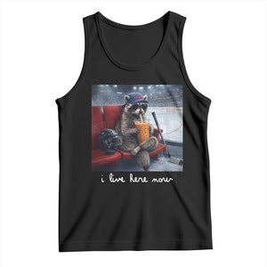 Hockey Mom Raccoon Iced Coffee Tank Top I Live Here Now TS14 Black Print Your Wear