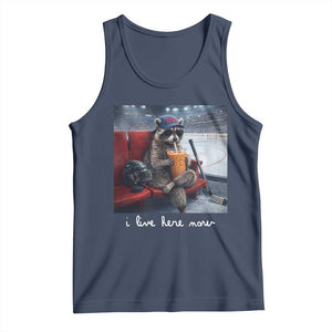Hockey Mom Raccoon Iced Coffee Tank Top I Live Here Now TS14 Navy Print Your Wear