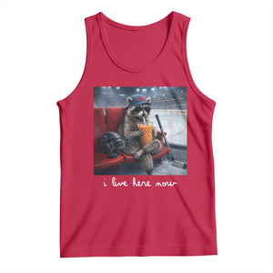 Hockey Mom Raccoon Iced Coffee Tank Top I Live Here Now TS14 Red Print Your Wear