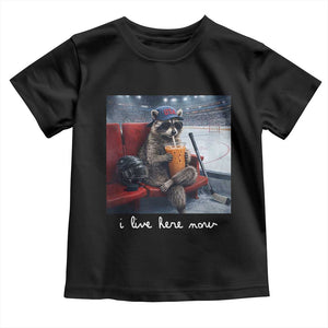 Hockey Mom Raccoon Iced Coffee Toddler T Shirt I Live Here Now TS14 Black Print Your Wear