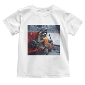 Hockey Mom Raccoon Iced Coffee Toddler T Shirt I Live Here Now TS14 White Print Your Wear