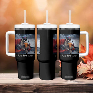 Hockey Mom Raccoon Iced Coffee Tumbler With Handle I Live Here Now TS14 Print Your Wear