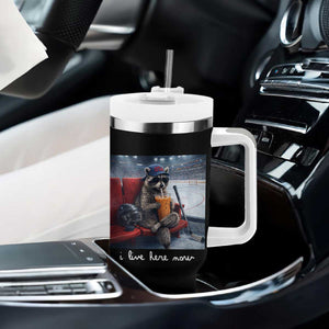 Hockey Mom Raccoon Iced Coffee Tumbler With Handle I Live Here Now TS14 Print Your Wear