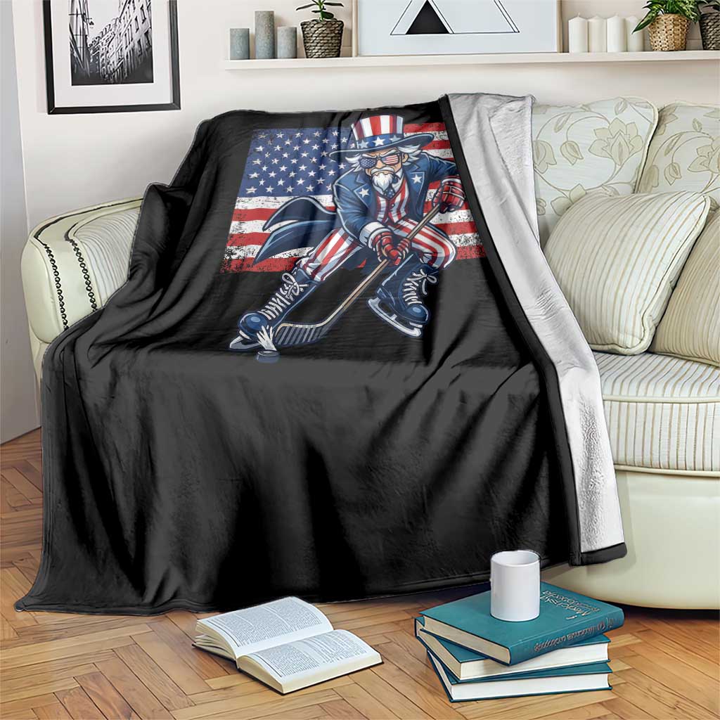 Uncle Sam Hockey Player 4th of July American Flag Throw Blanket TS14 Print Your Wear