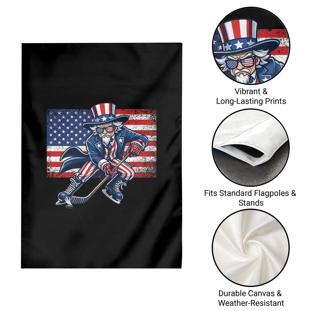 Uncle Sam Hockey Player 4th of July American Flag Garden Flag TS14 Print Your Wear