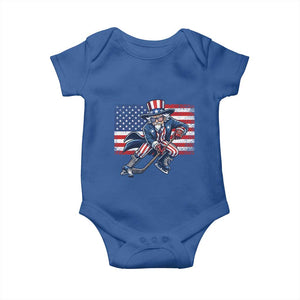 Uncle Sam Hockey Player 4th of July American Flag Baby Onesie TS14 Royal Blue Print Your Wear