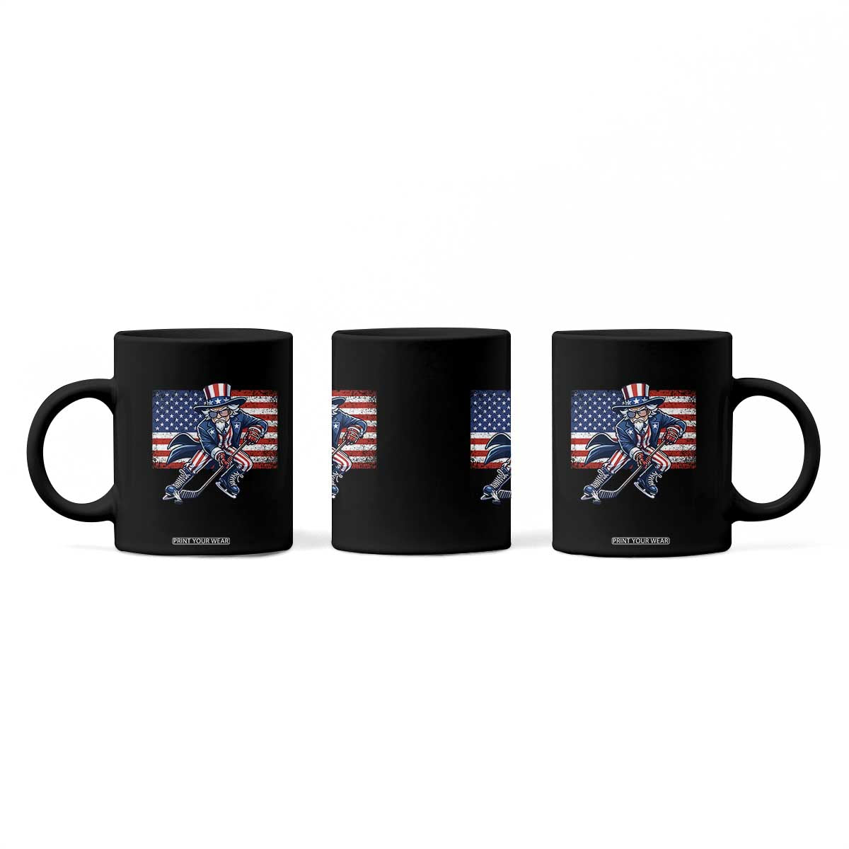 Uncle Sam Hockey Player 4th of July American Flag Coffee Mug TS14 Print Your Wear