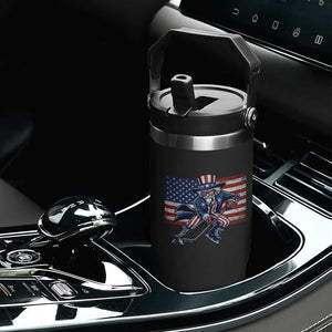 Uncle Sam Hockey Player 4th of July American Flag Flip Straw Tumbler TS14 Print Your Wear
