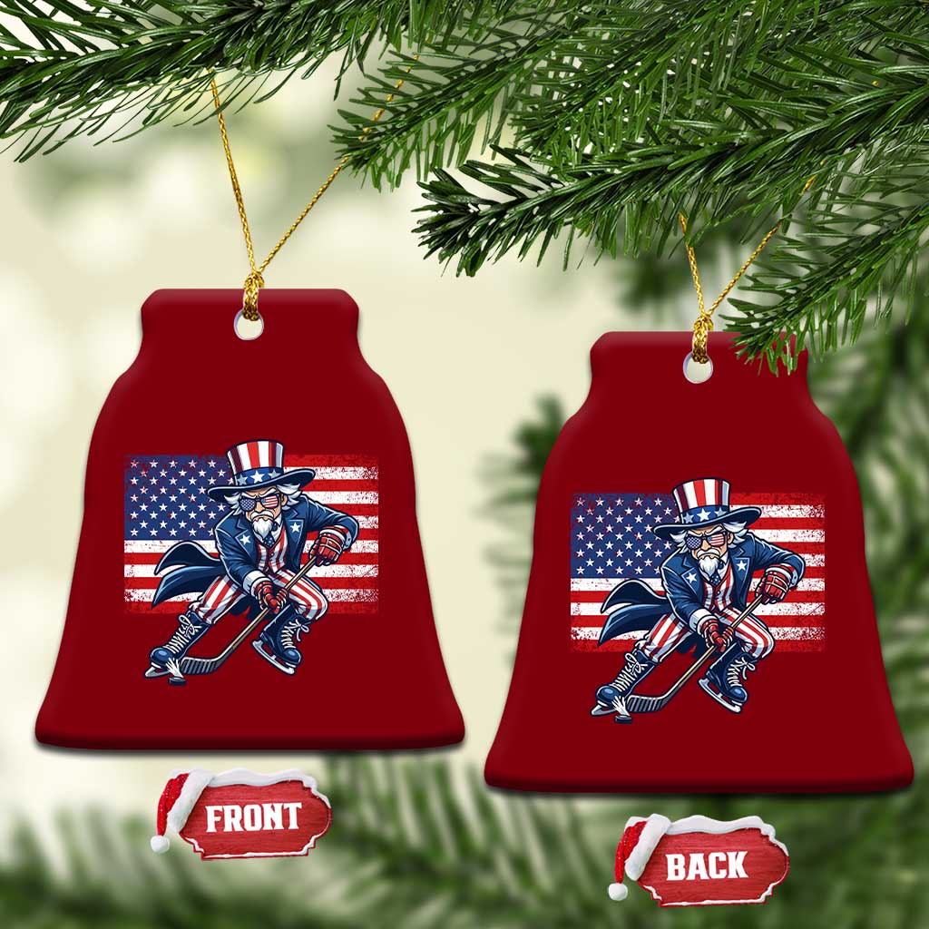 Uncle Sam Hockey Player 4th of July American Flag Ceramic Ornament TS14 Print Your Wear