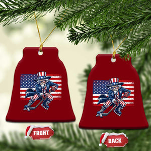 Uncle Sam Hockey Player 4th of July American Flag Ceramic Ornament TS14 Print Your Wear