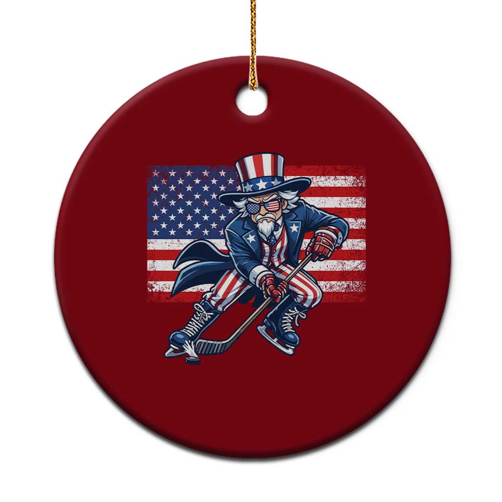 Uncle Sam Hockey Player 4th of July American Flag Ceramic Ornament TS14 1pc Red Print Your Wear