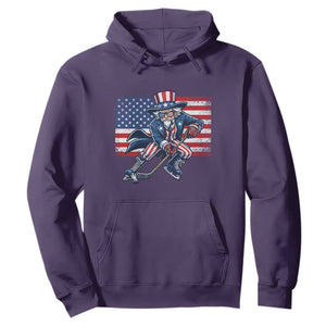 Uncle Sam Hockey Player 4th of July American Flag Hoodie TS14 Purple Print Your Wear