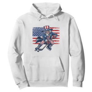 Uncle Sam Hockey Player 4th of July American Flag Hoodie TS14 White Print Your Wear