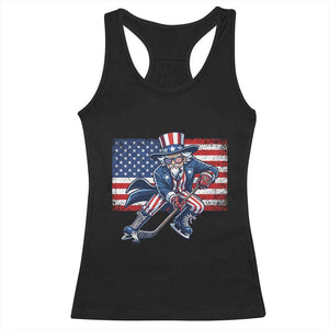 Uncle Sam Hockey Player 4th of July American Flag Racerback Tank Top TS14 Black Print Your Wear