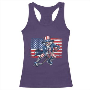 Uncle Sam Hockey Player 4th of July American Flag Racerback Tank Top TS14 Purple Print Your Wear