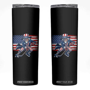 Uncle Sam Hockey Player 4th of July American Flag Skinny Tumbler TS14 Black Print Your Wear