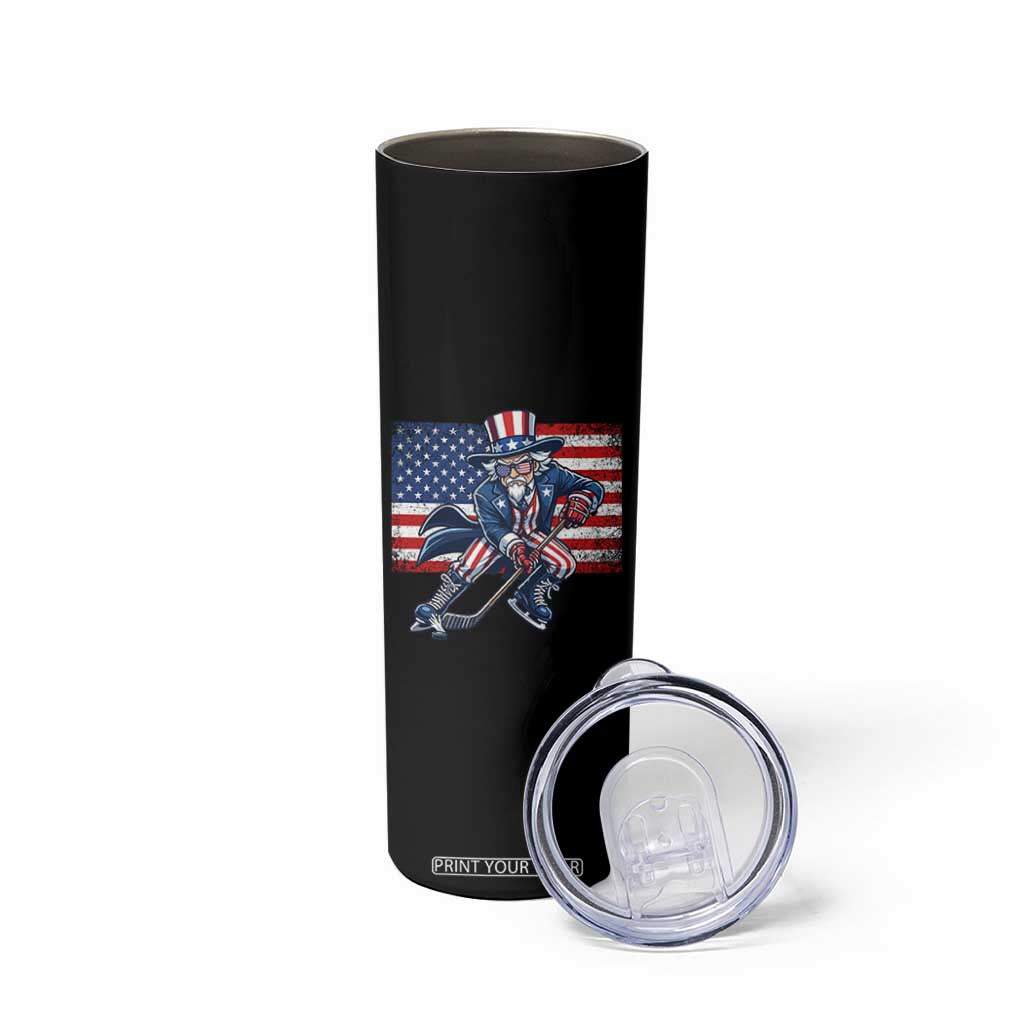 Uncle Sam Hockey Player 4th of July American Flag Skinny Tumbler TS14 Print Your Wear