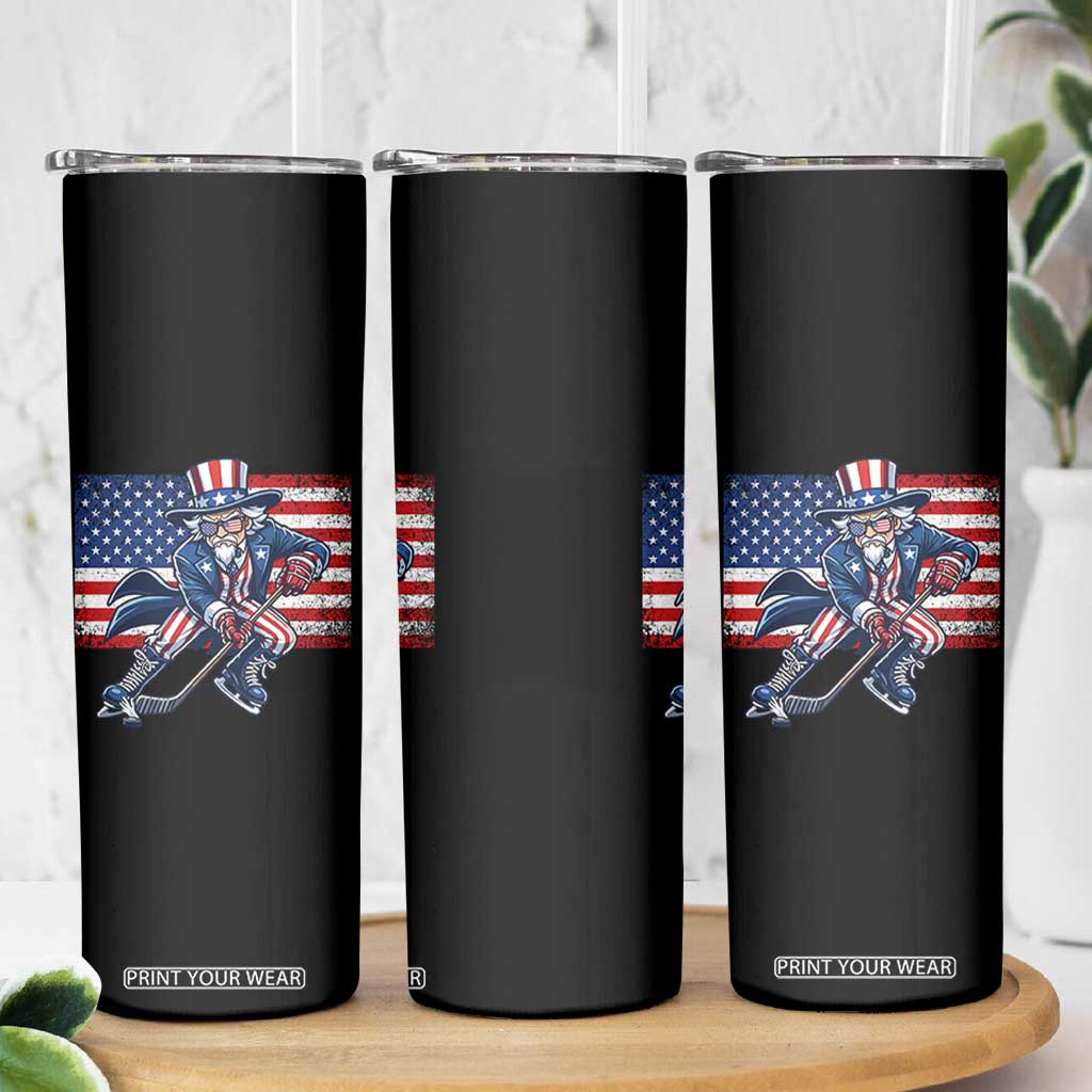 Uncle Sam Hockey Player 4th of July American Flag Skinny Tumbler TS14 Print Your Wear
