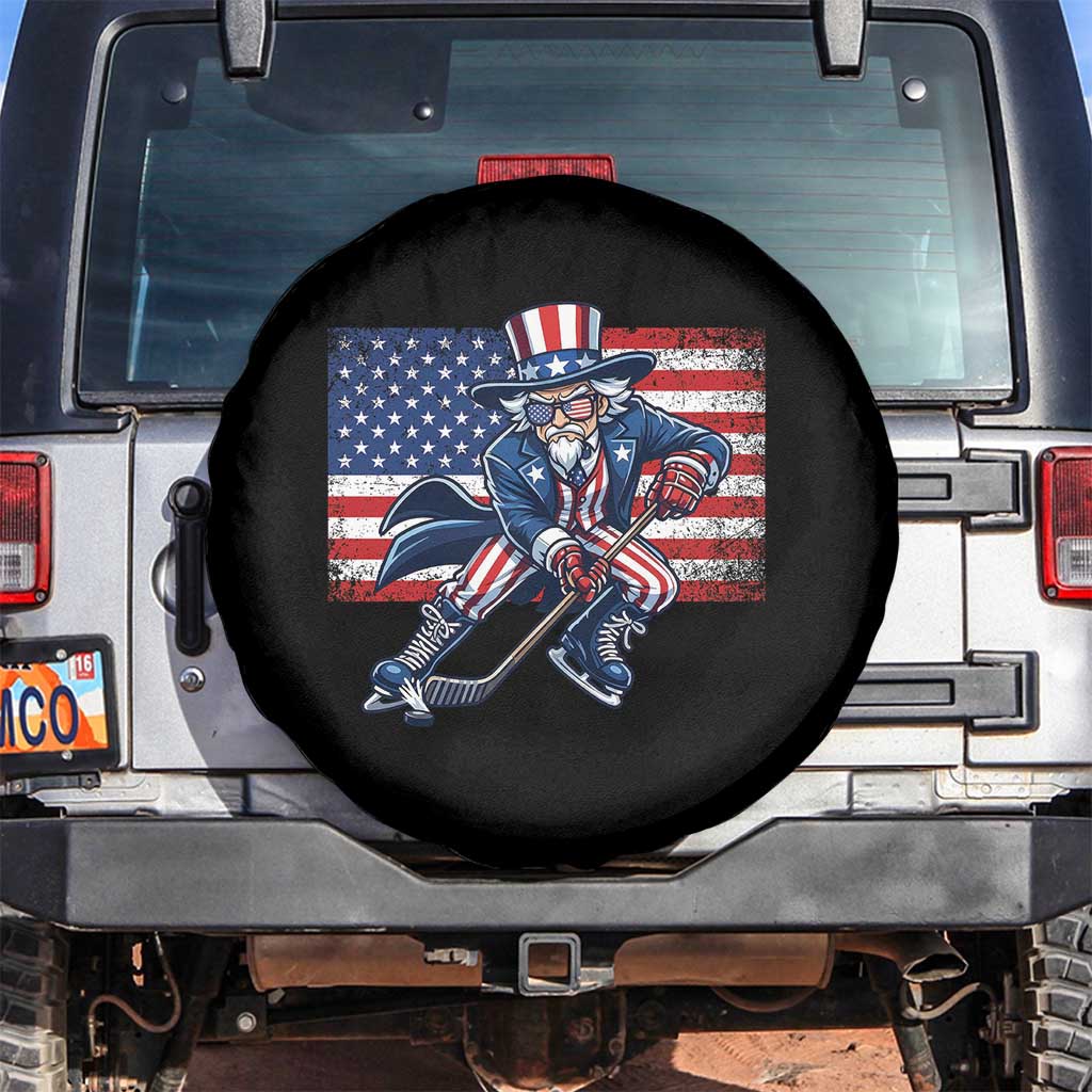 Uncle Sam Hockey Player 4th of July American Flag Spare Tire Cover TS14 No hole Black Print Your Wear