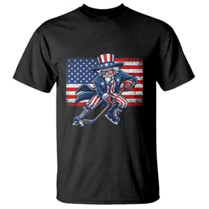 Uncle Sam Hockey Player 4th of July American Flag T Shirt TS14 Black Print Your Wear