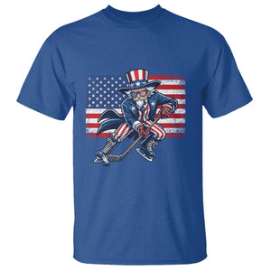 Uncle Sam Hockey Player 4th of July American Flag T Shirt TS14 Royal Blue Print Your Wear