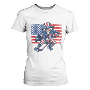 Uncle Sam Hockey Player 4th of July American Flag T Shirt For Women TS14 White Print Your Wear