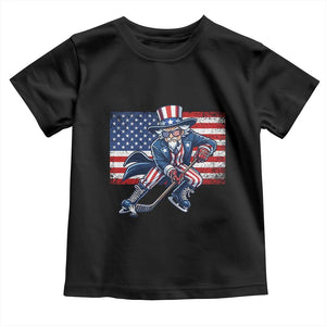 Uncle Sam Hockey Player 4th of July American Flag Toddler T Shirt TS14 Black Print Your Wear