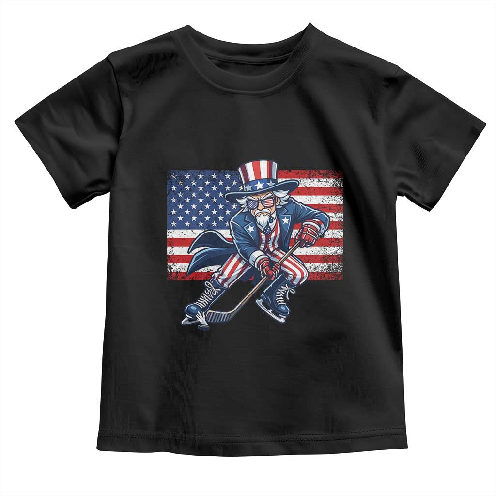 Uncle Sam Hockey Player 4th of July American Flag Toddler T Shirt TS14 Black Print Your Wear