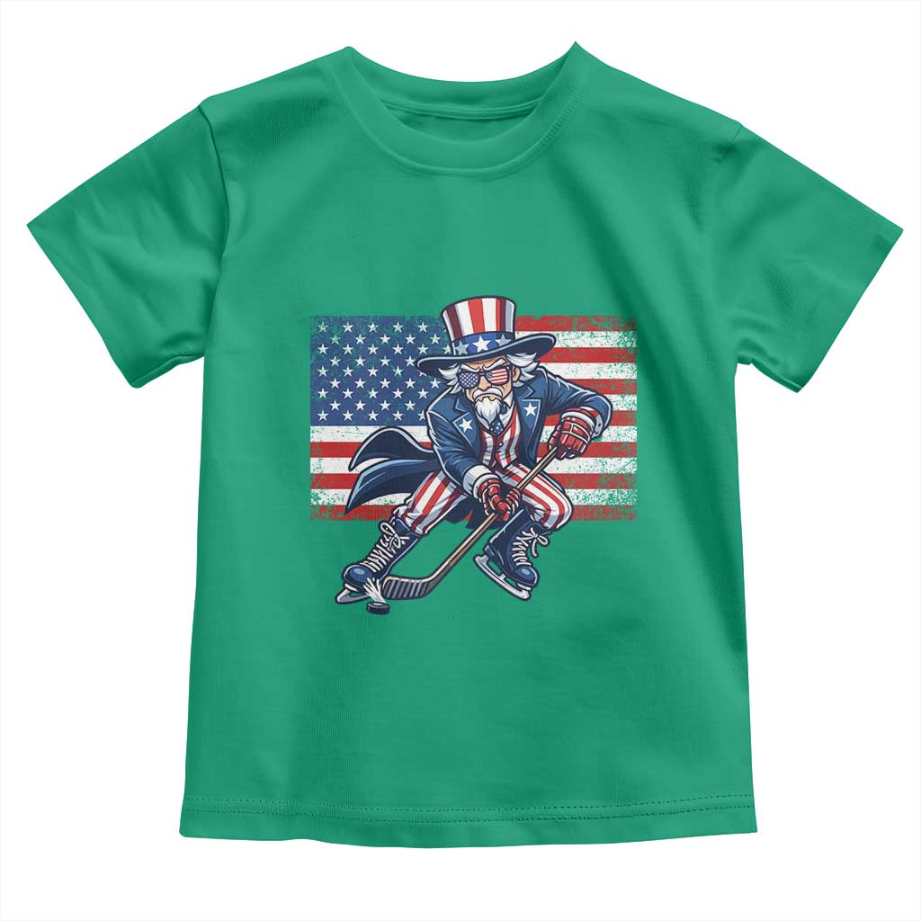 Uncle Sam Hockey Player 4th of July American Flag Toddler T Shirt TS14 Irish Green Print Your Wear