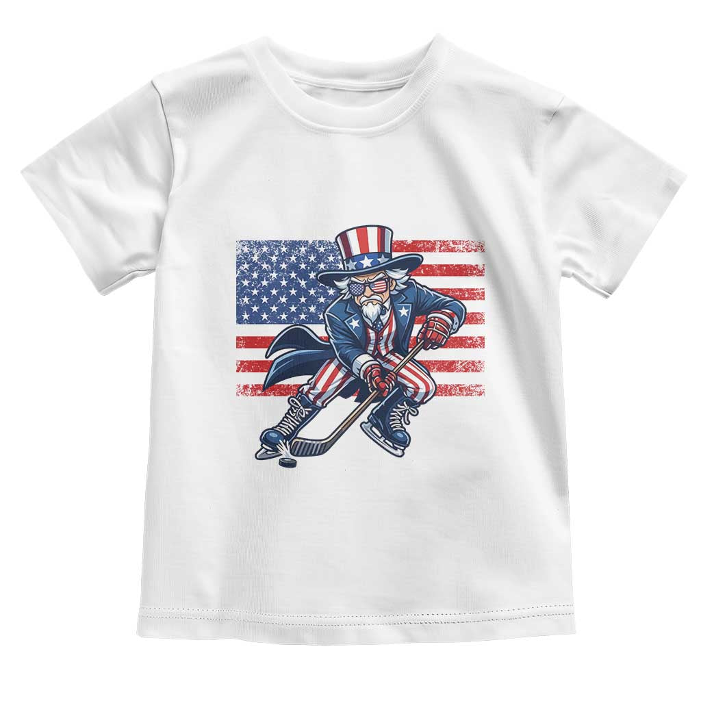 Uncle Sam Hockey Player 4th of July American Flag Toddler T Shirt TS14 White Print Your Wear