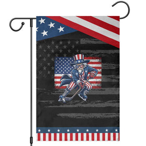 Uncle Sam Hockey Player 4th of July American Flag Patriotic Garden Flag TS14 Distressed Black Blue Print Your Wear
