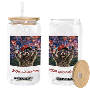 USA 250 Years Freedom Glass Can Feral and Free Funny Raccoon Driking Beer 4th of July TS14 Print Your Wear
