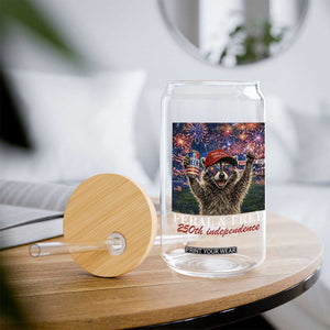 USA 250 Years Freedom Glass Can Feral and Free Funny Raccoon Driking Beer 4th of July TS14 Print Your Wear
