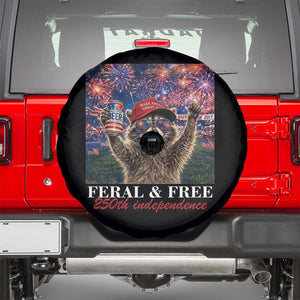 USA 250 Years Freedom Spare Tire Cover Feral and Free Funny Raccoon Driking Beer 4th of July TS14 Black Print Your Wear