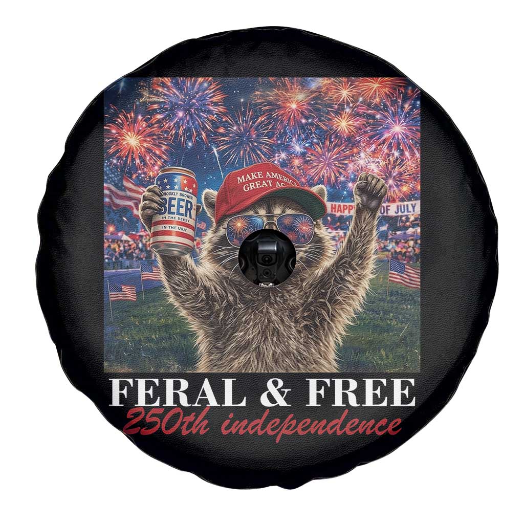 USA 250 Years Freedom Spare Tire Cover Feral and Free Funny Raccoon Driking Beer 4th of July TS14 Print Your Wear