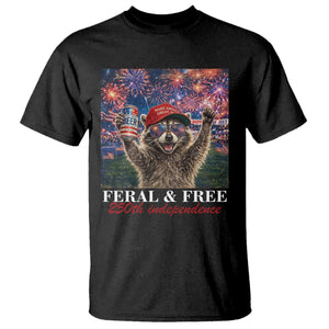 USA 250 Years Freedom T Shirt Feral and Free Funny Raccoon Driking Beer 4th of July TS14 Black Print Your Wear