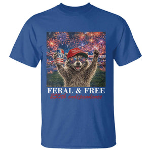 USA 250 Years Freedom T Shirt Feral and Free Funny Raccoon Driking Beer 4th of July TS14 Royal Blue Print Your Wear